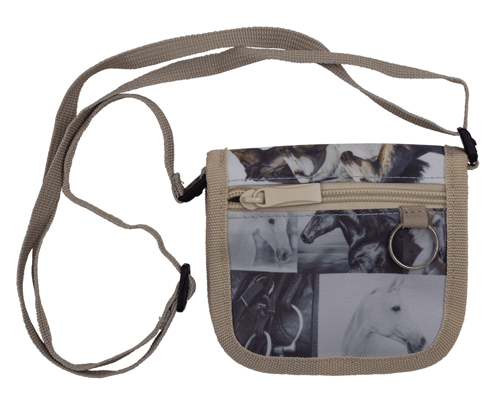 Lanyard Wallet - Black & White Horses
