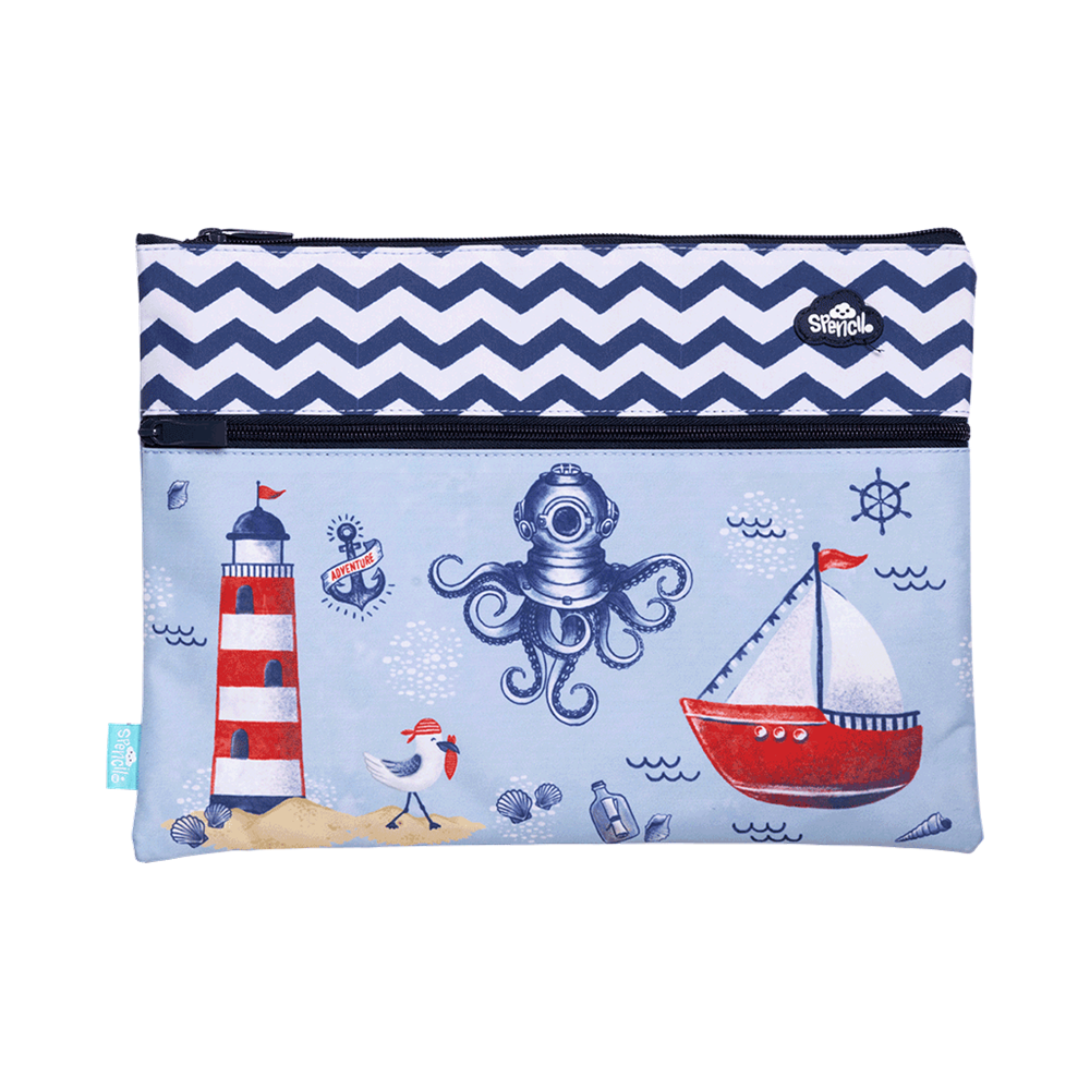 A4 Twin Zip Pencil Case - Little Sailor
