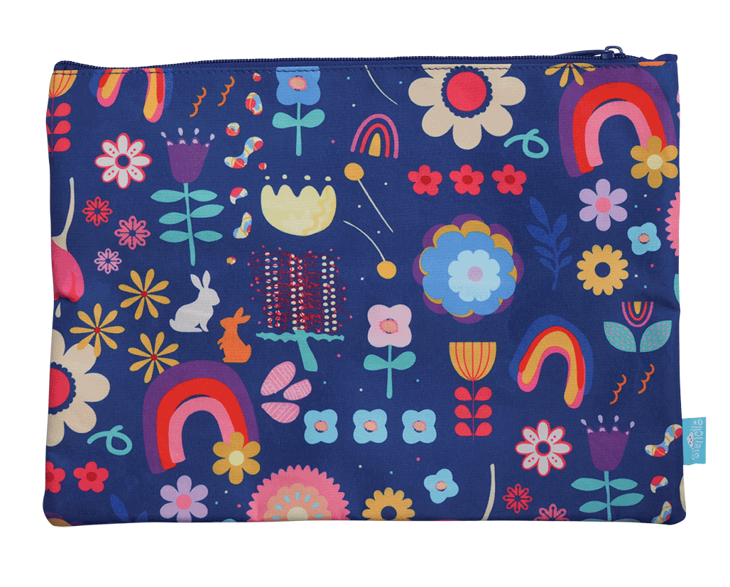A4 Twin Zip Pencil Case - Flower Power