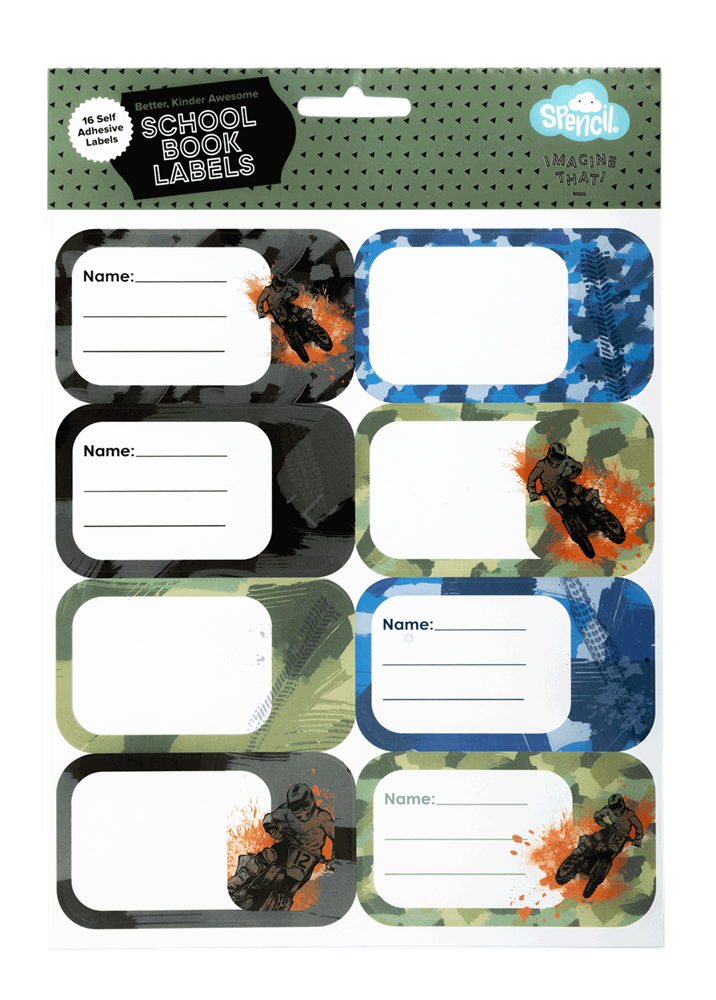 Book Labels - Camo Biker