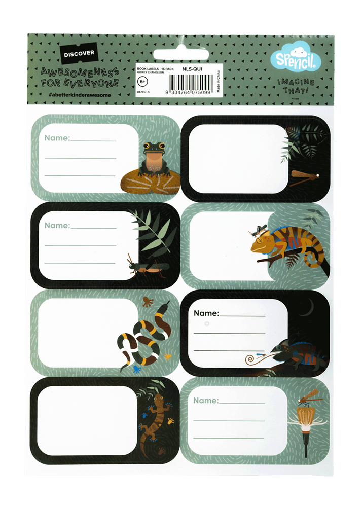 Book Labels - Quirky Chameleon