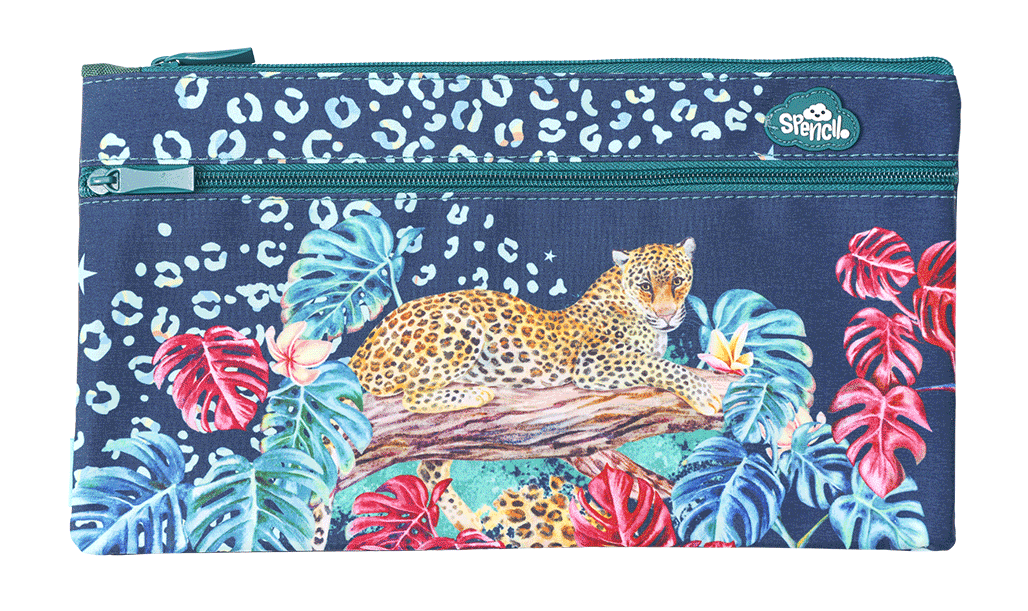 Twin Zip Pencil Case - Leopard Queen