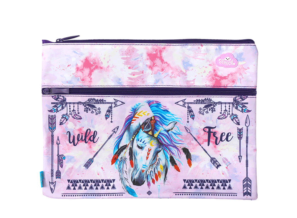 A4 Twin Zip Pencil Case - Dreamcatcher Horse