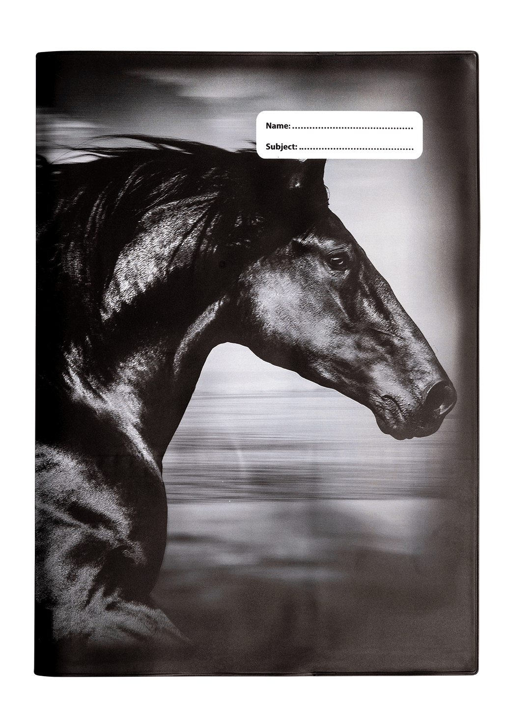 A4 Book Cover - Black & White Horses V