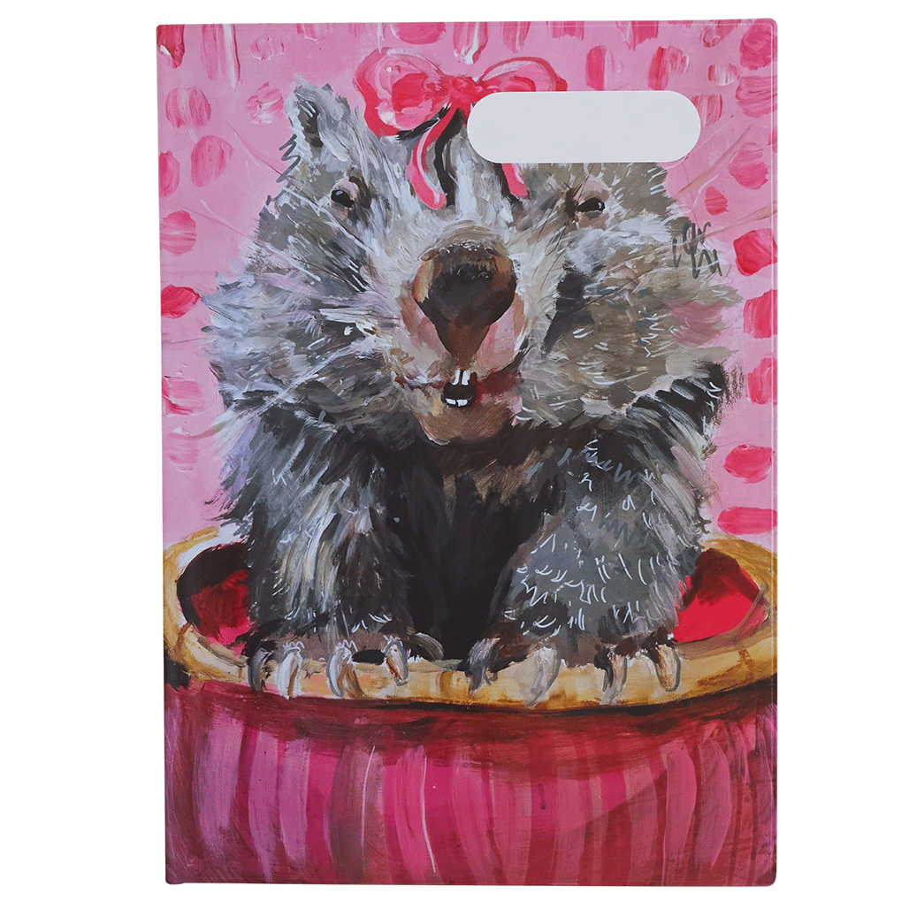 A4 Book Cover - Pink Wombat with Bow