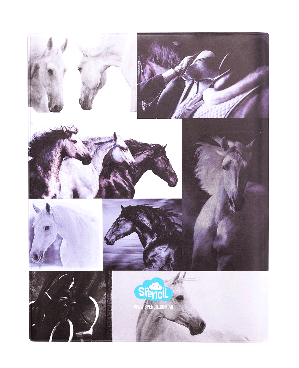 9x7 Exercise Book Cover - Black & White Horse 4