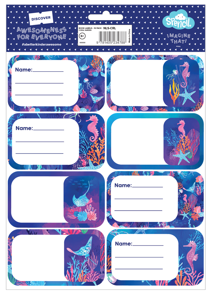 Book Labels - Coral Garden
