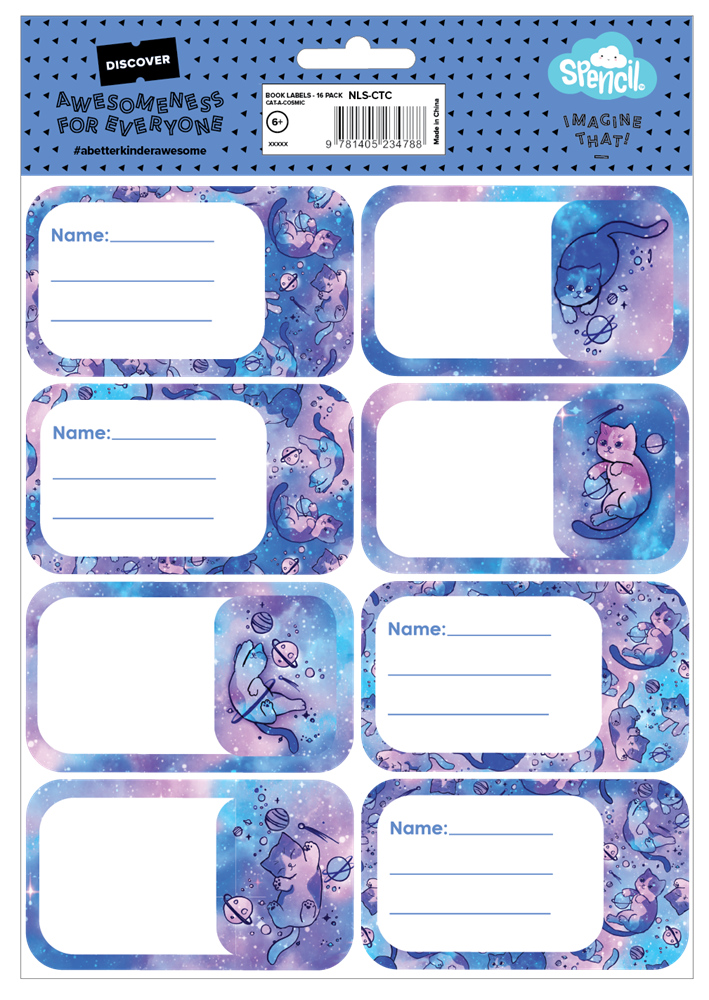 Book Labels - Cat-a-cosmic