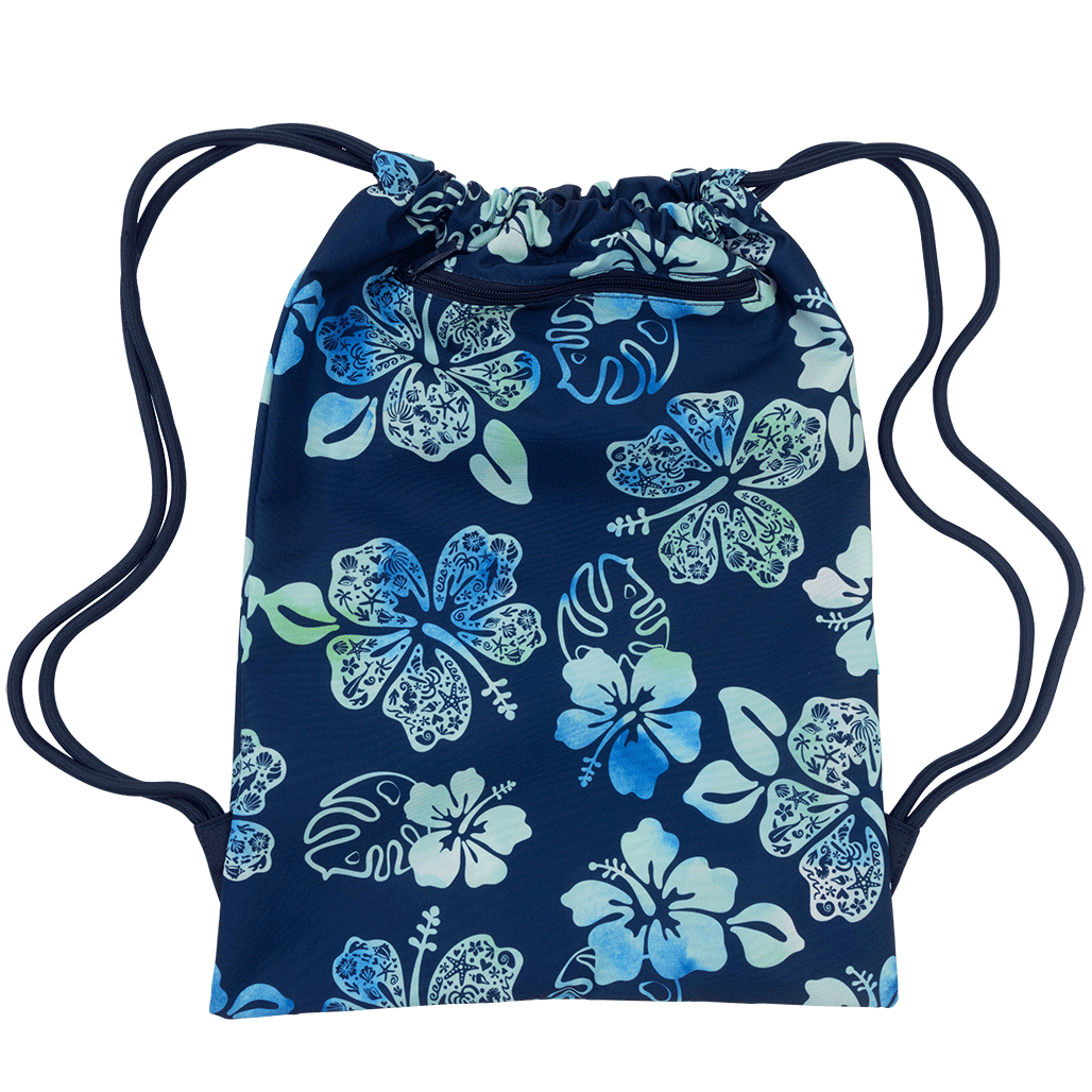 Big Drawstring Bag - Midnight Hibiscus