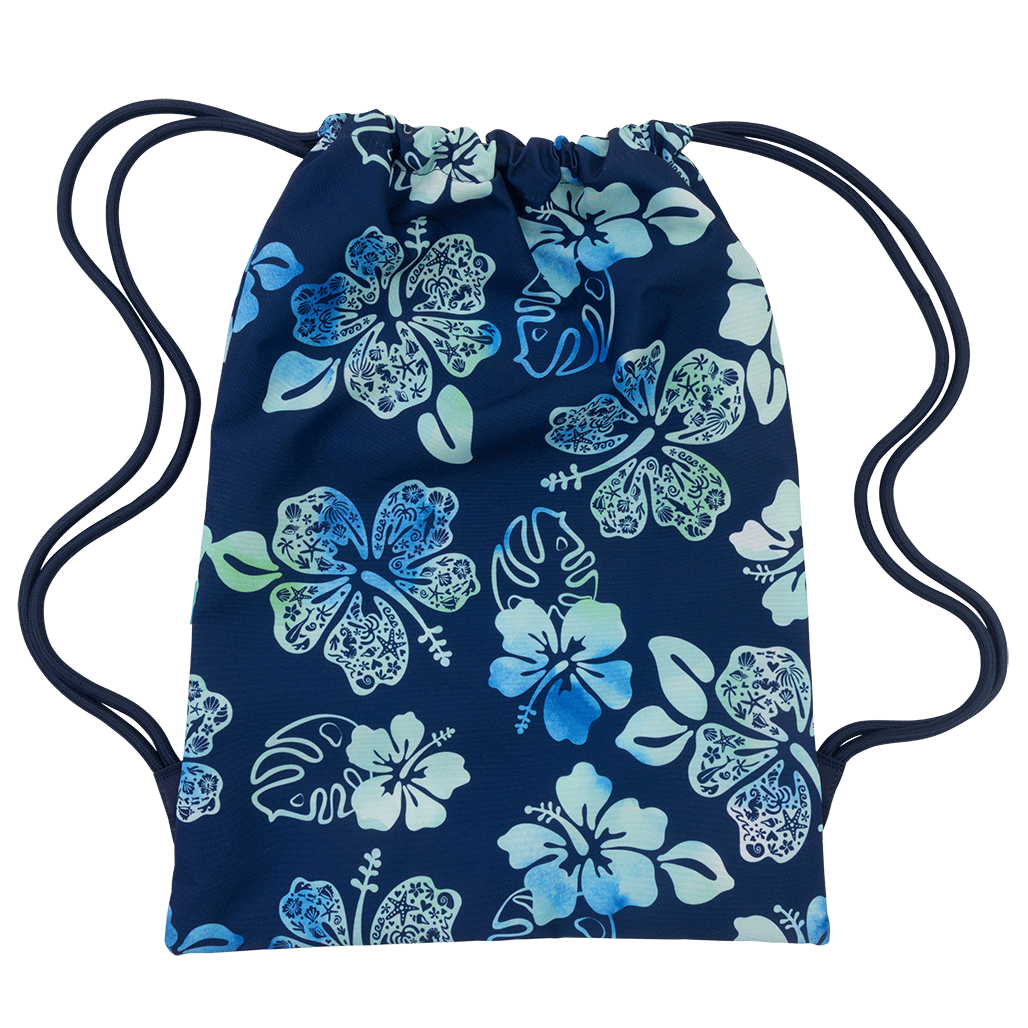 Big Drawstring Bag - Midnight Hibiscus