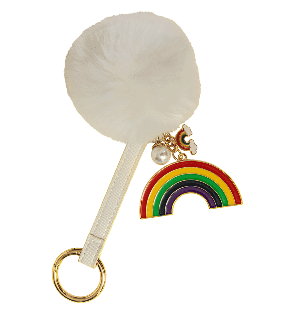 Key Chain - Metal Rainbow Pom Pom