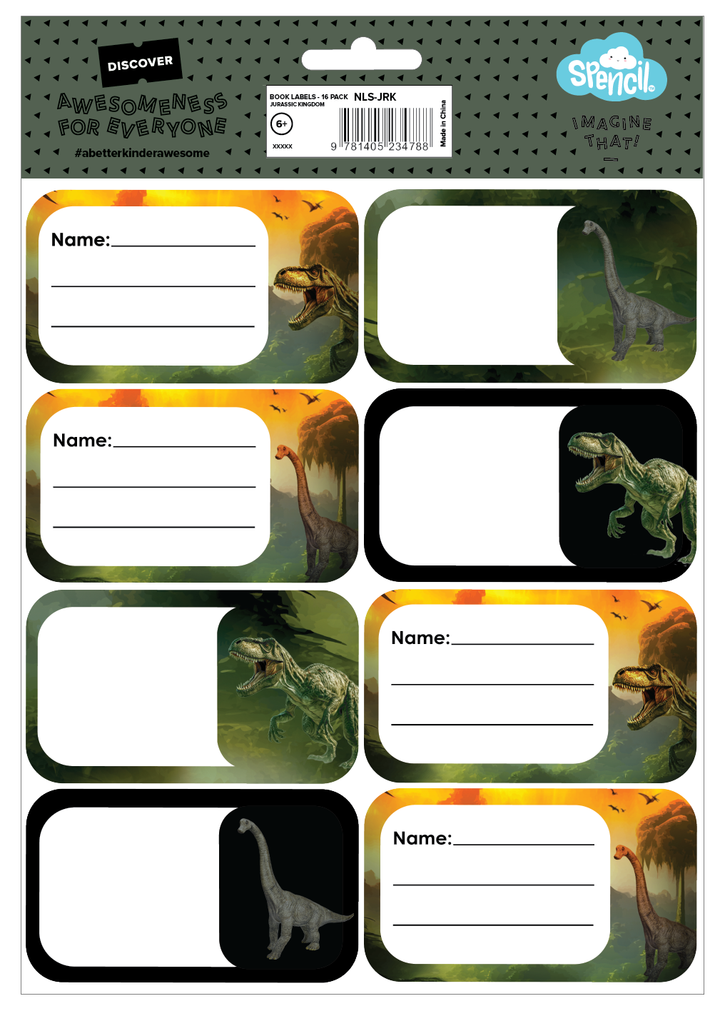 Book Labels - Jurassic Kingdom