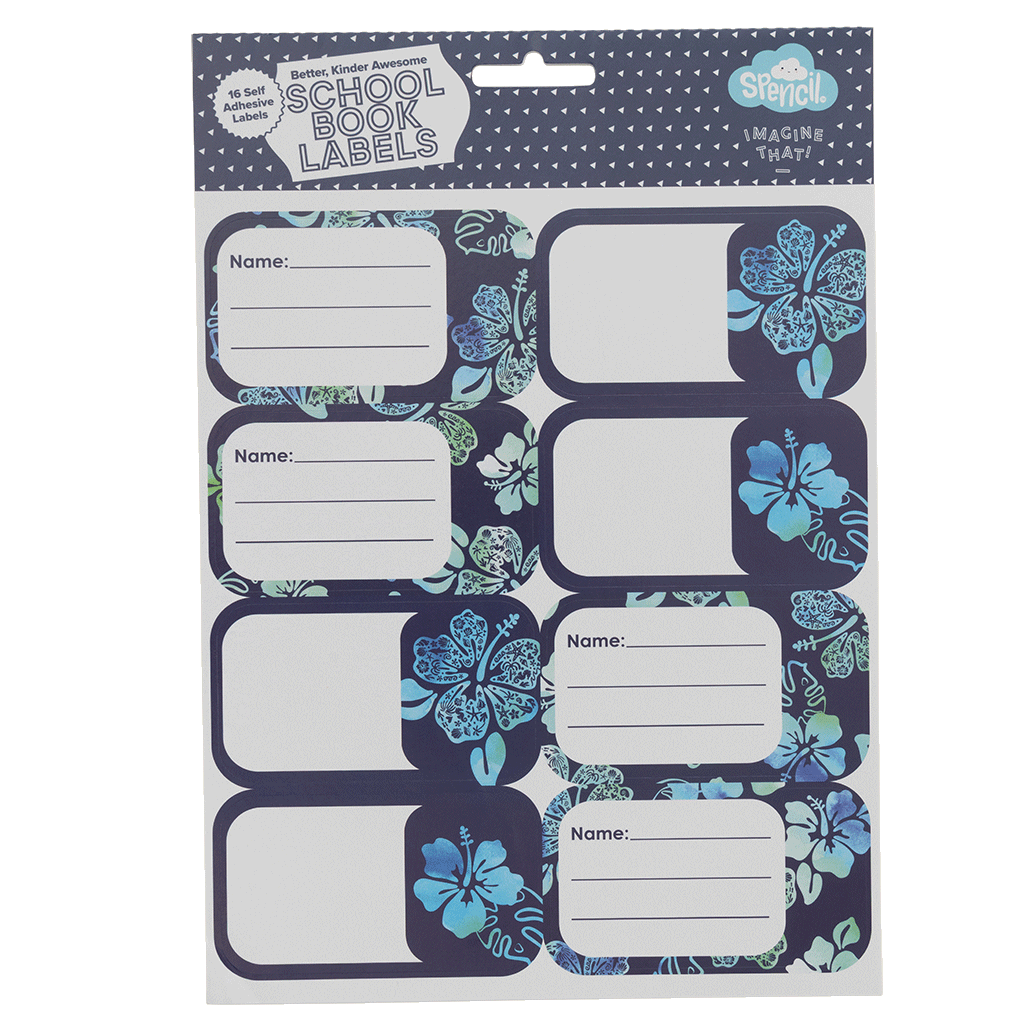 Book Labels - Midnight Hibiscus