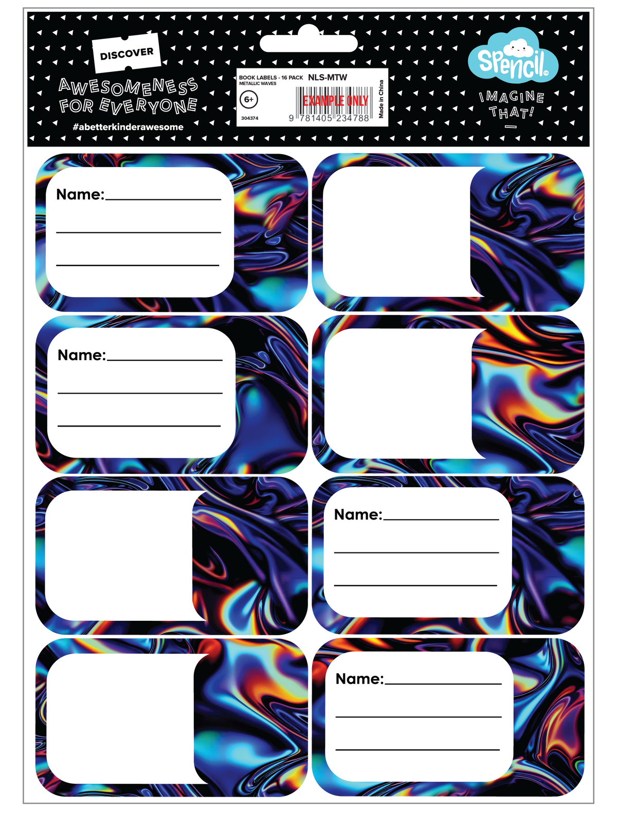 Book Labels - Metallic Waves