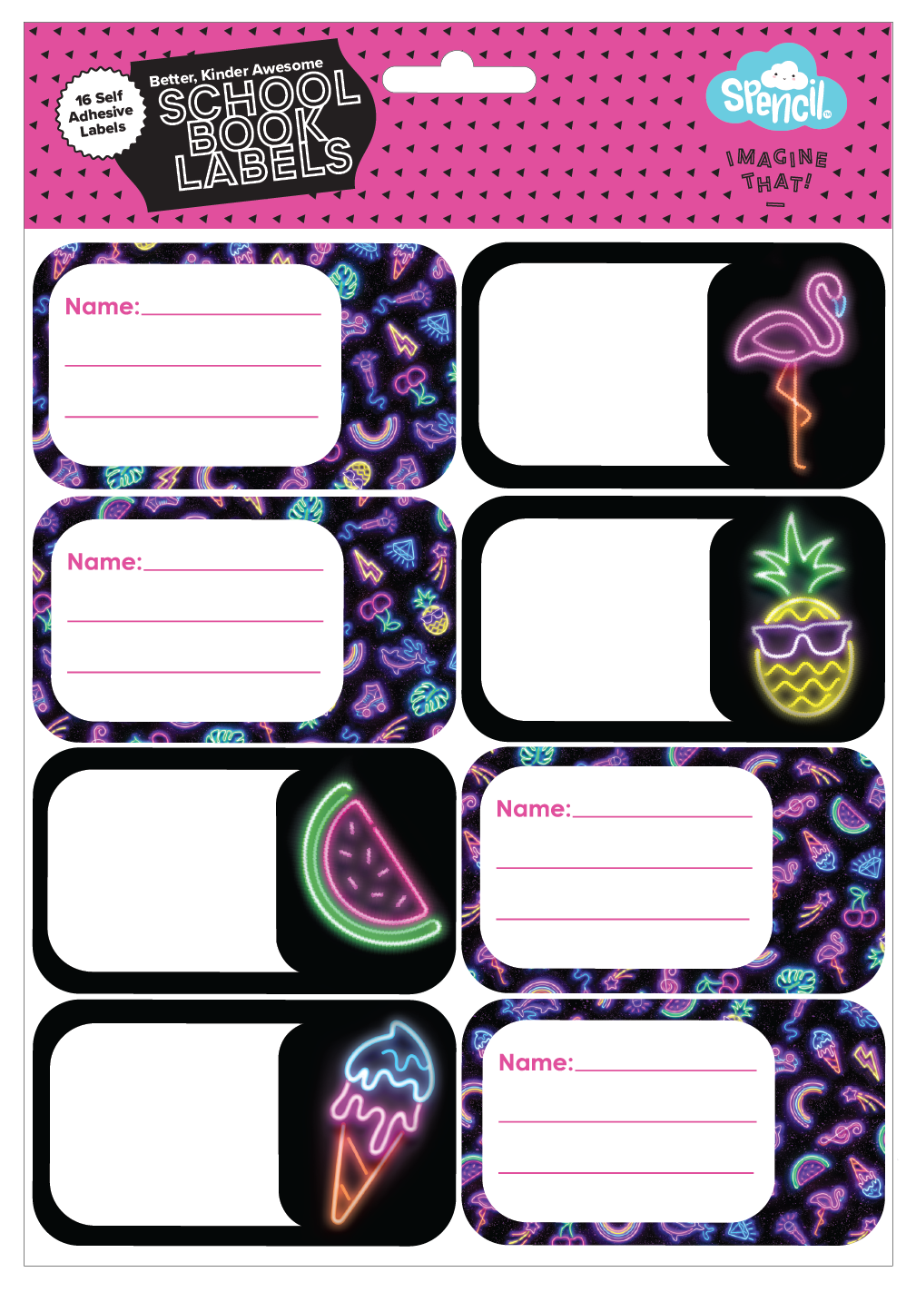 Book Labels - Neon Party