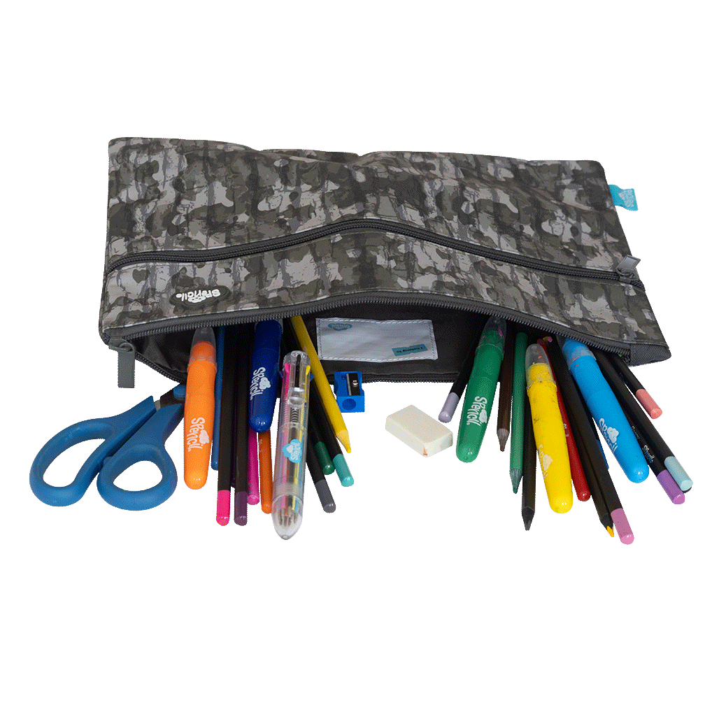 A4 Twin Zip Pencil Case - Bush Camo