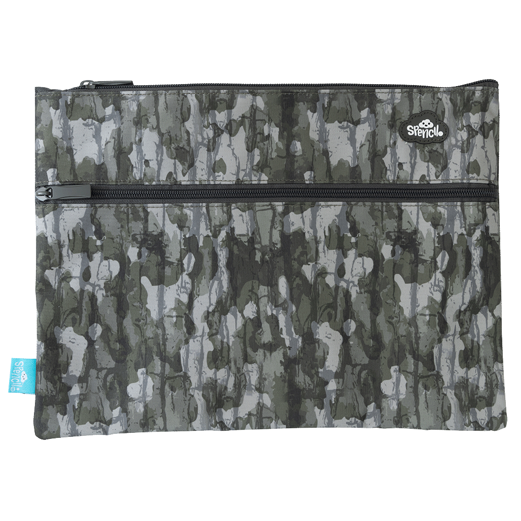 A4 Twin Zip Pencil Case - Bush Camo