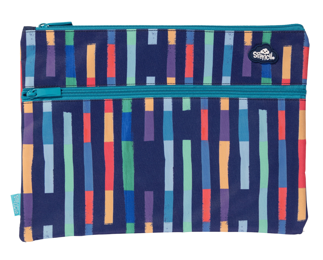 A4 Twin Zip Pencil Case - Bright Stripes