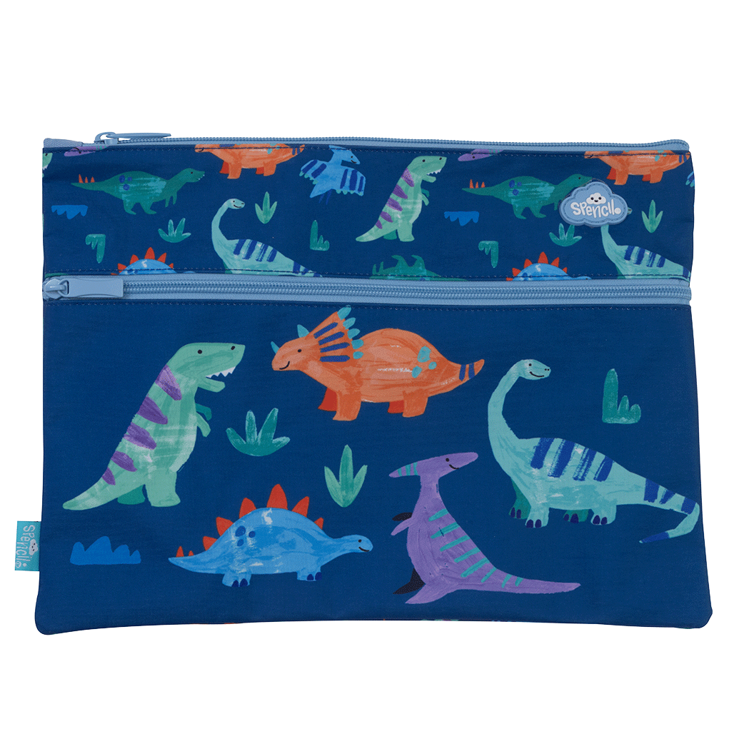 A4 Twin Zip Pencil Case - Dino Pals
