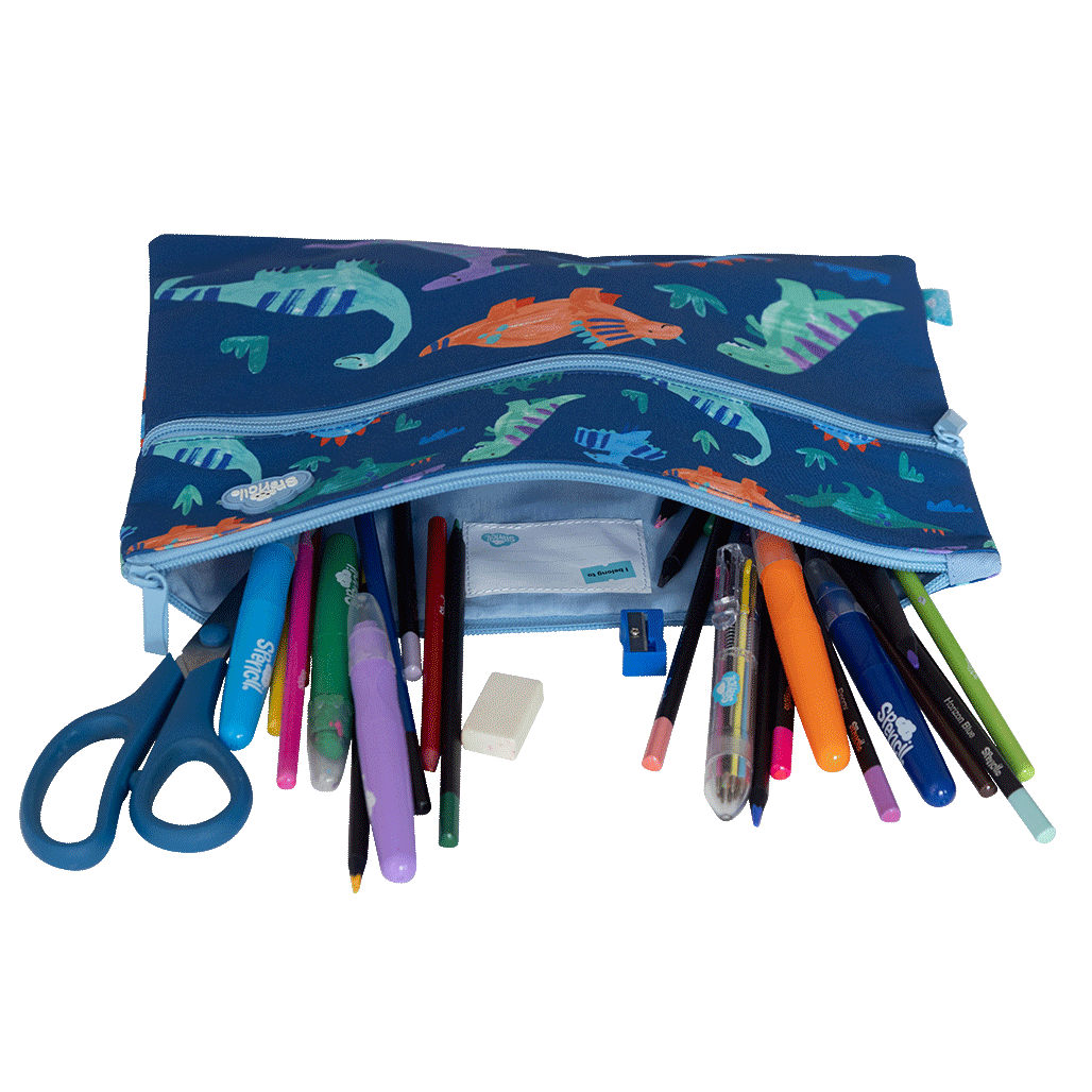 A4 Twin Zip Pencil Case - Dino Pals