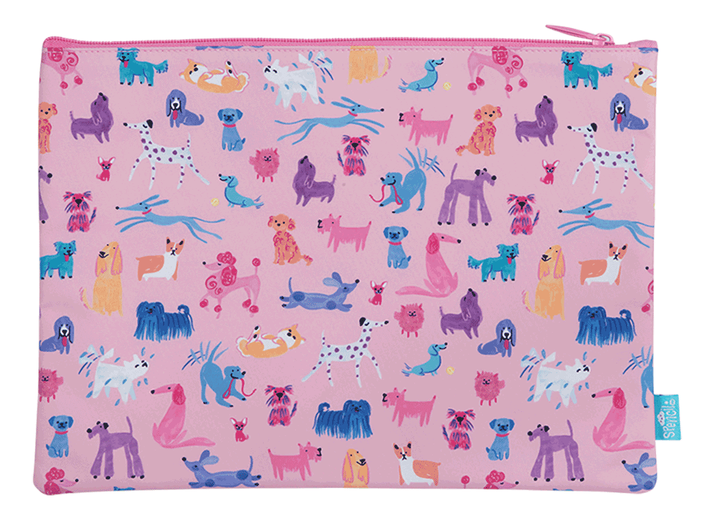 A4 Twin Zip Pencil Case - Doodle Dogs