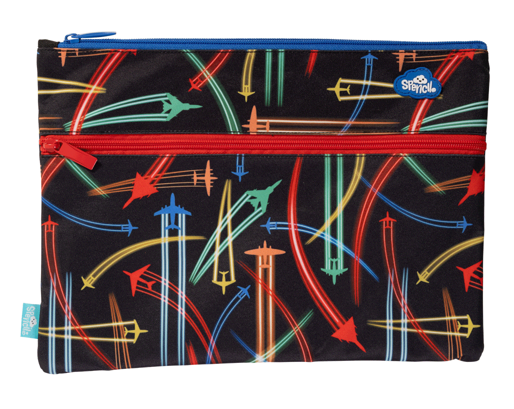 A4 Twin Zip Pencil Case - Jet Planes