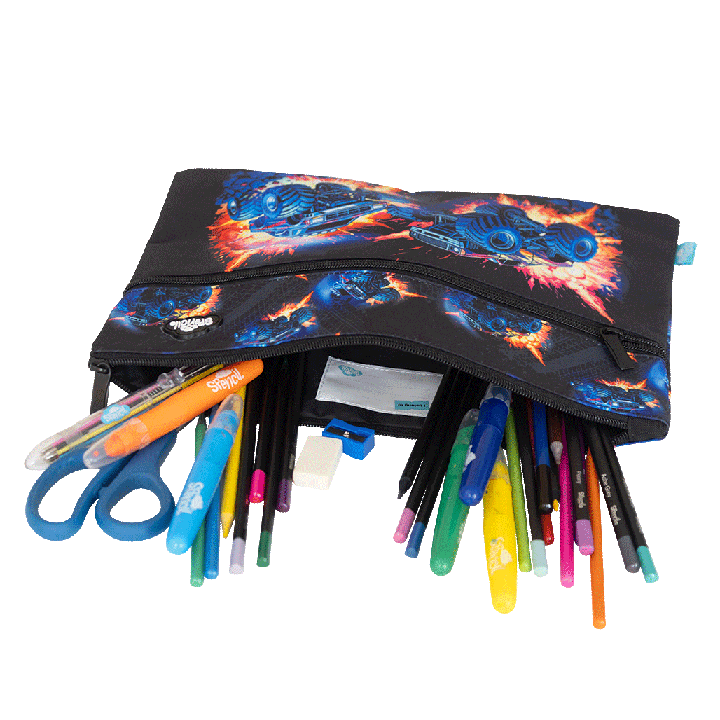 A4 Twin Zip Pencil Case - Monster Blaze