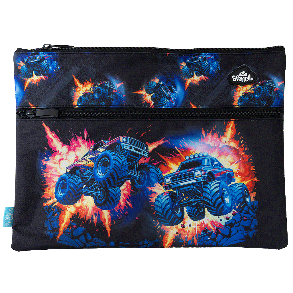 A4 Twin Zip Pencil Case - Monster Blaze