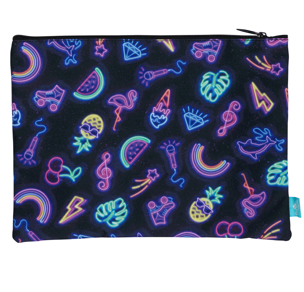 A4 Twin Zip Pencil Case - Neon Party