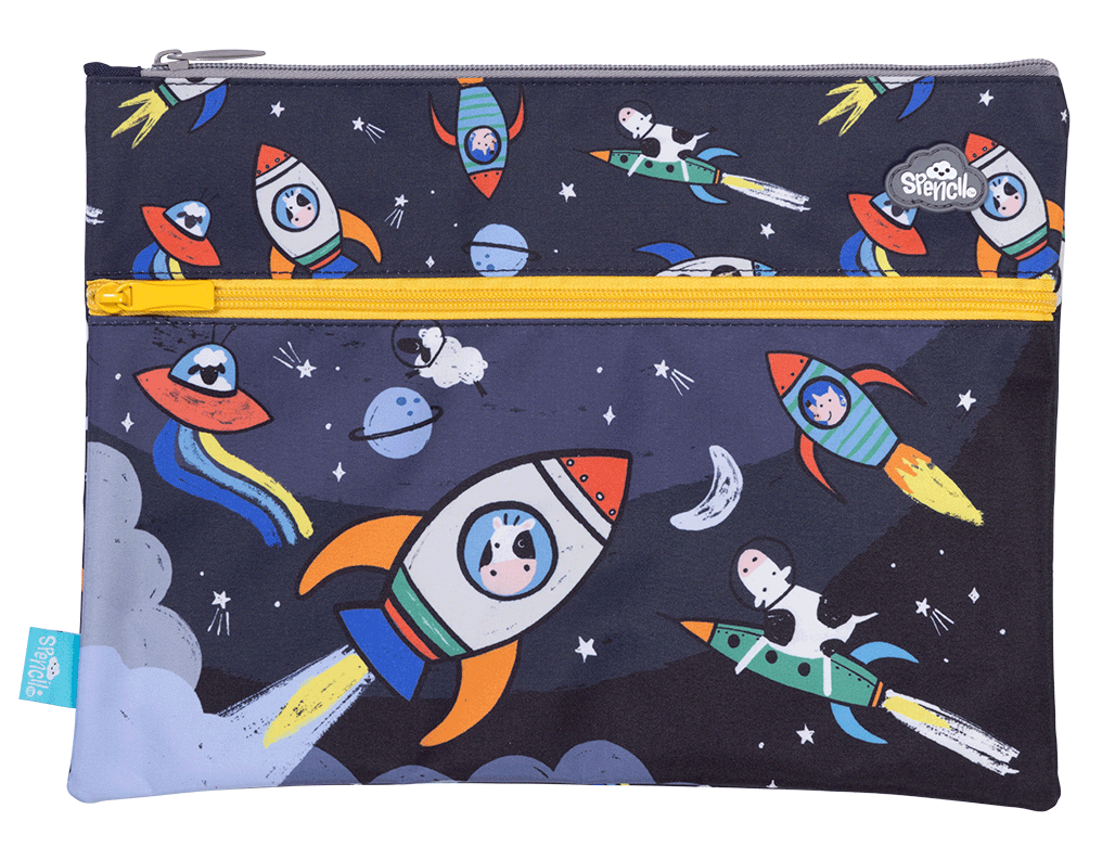A4 Twin Zip Pencil Case - Over The MOOOn
