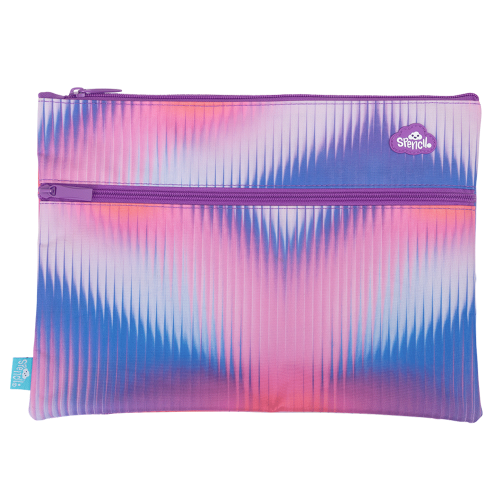A4 Twin Zip Pencil Case - Prism Pop