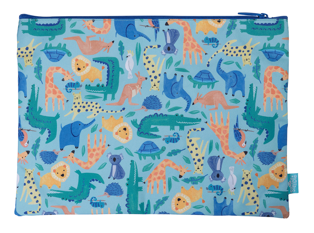 A4 Twin Zip Pencil Case - Safari Puzzle