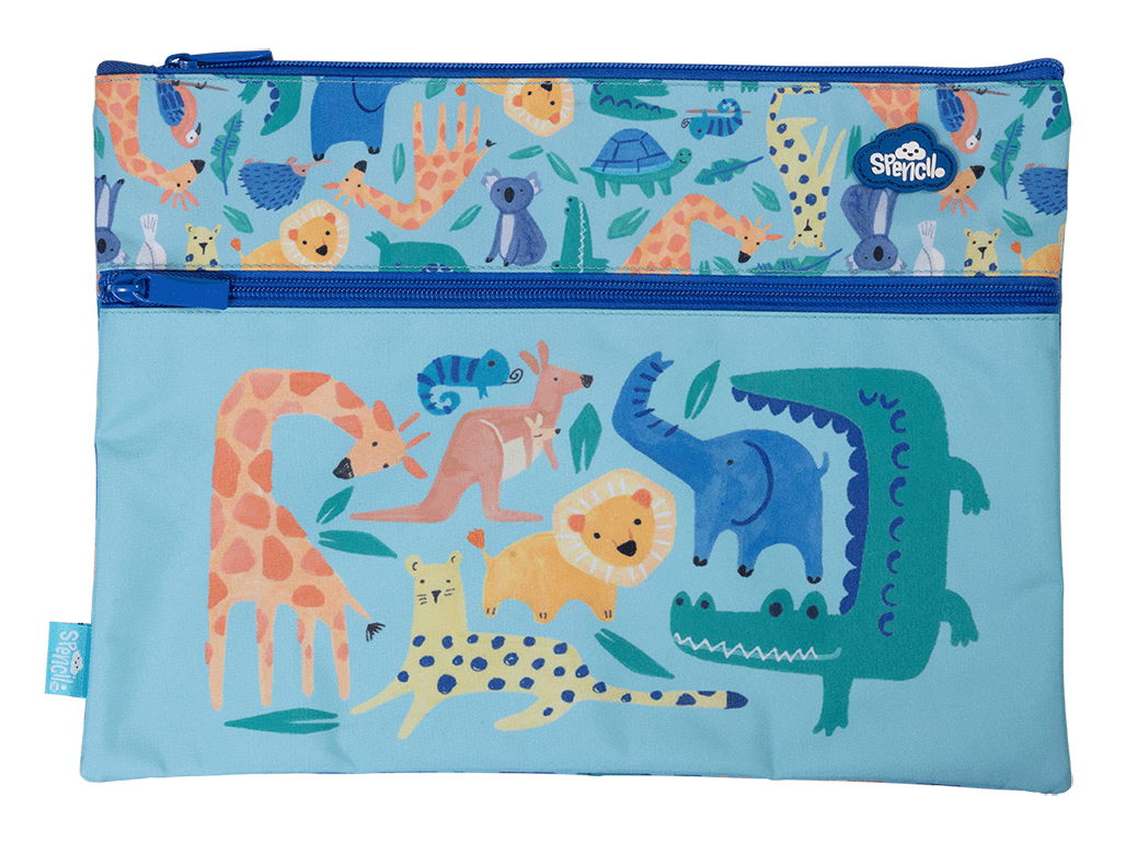 A4 Twin Zip Pencil Case - Safari Puzzle