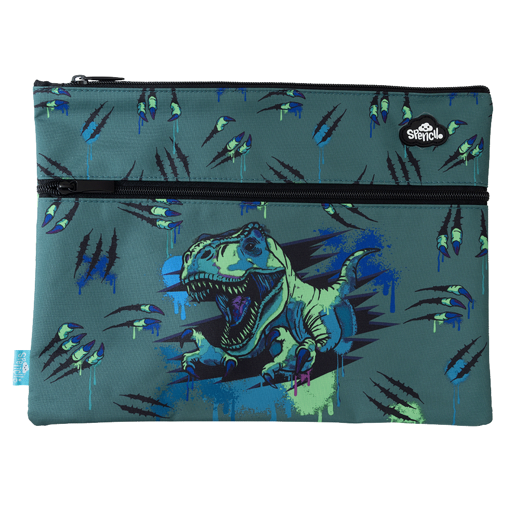 A4 Twin Zip Pencil Case - Raptor Rampage
