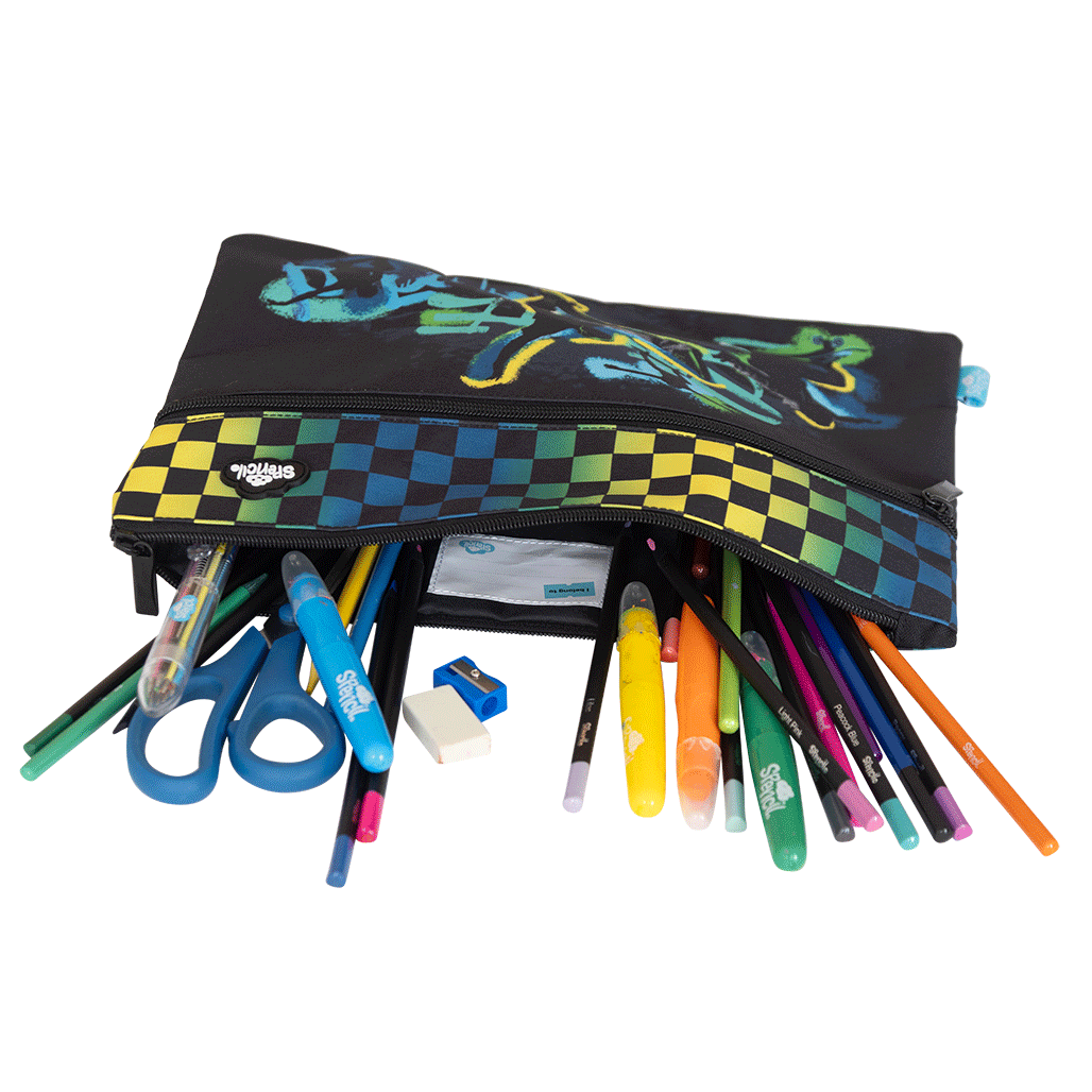 A4 Twin Zip Pencil Case - Skate Crew
