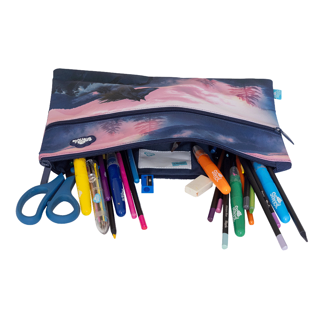 A4 Twin Zip Pencil Case - Twilight