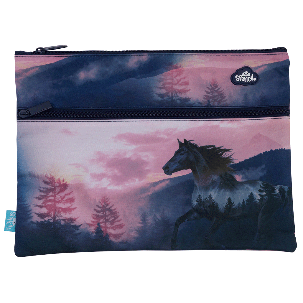 A4 Twin Zip Pencil Case - Twilight