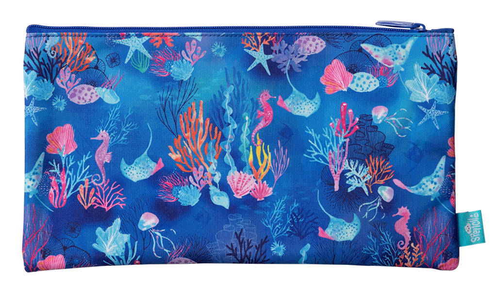 Twin Zip Pencil Case - Coral Garden