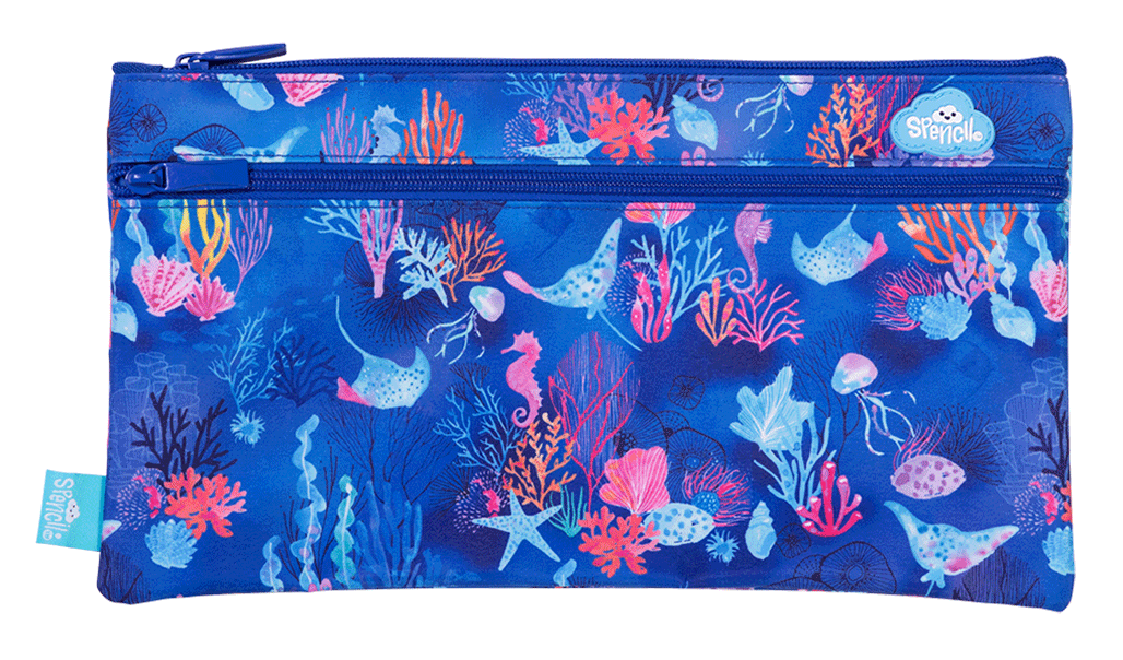 Twin Zip Pencil Case - Coral Garden