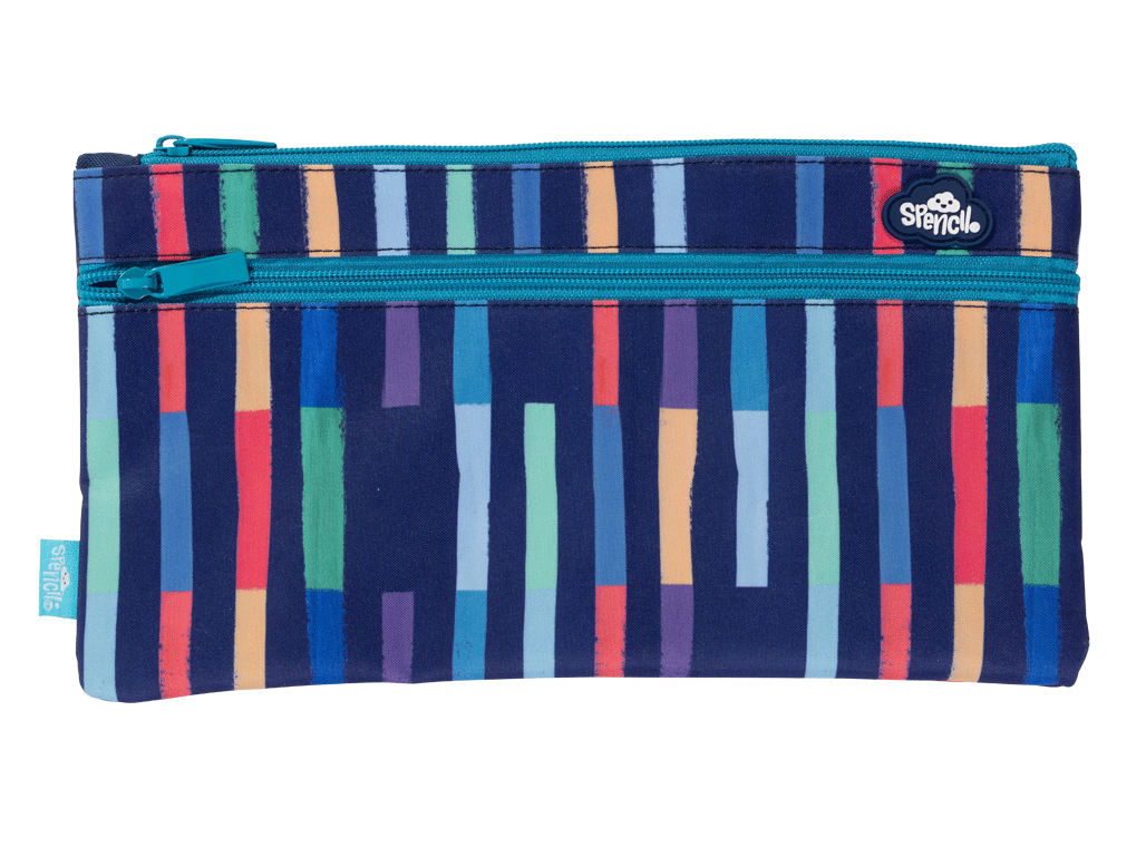 Twin Zip Pencil Case - Bright Stripes