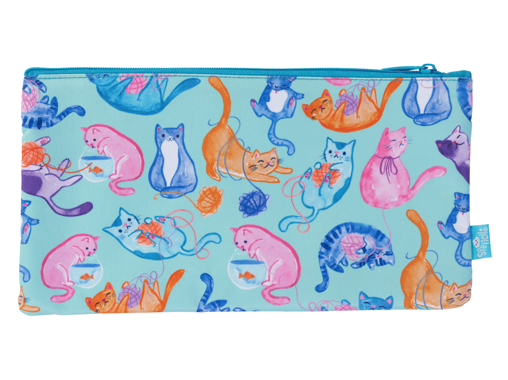 Twin Zip Pencil Case - Crazy Cats