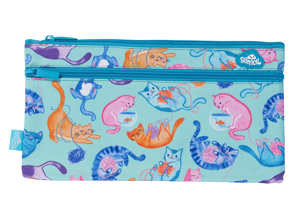 Twin Zip Pencil Case - Crazy Cats