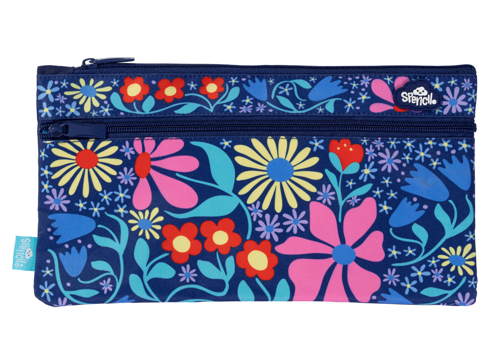 Twin Zip Pencil Case - Flower Fun