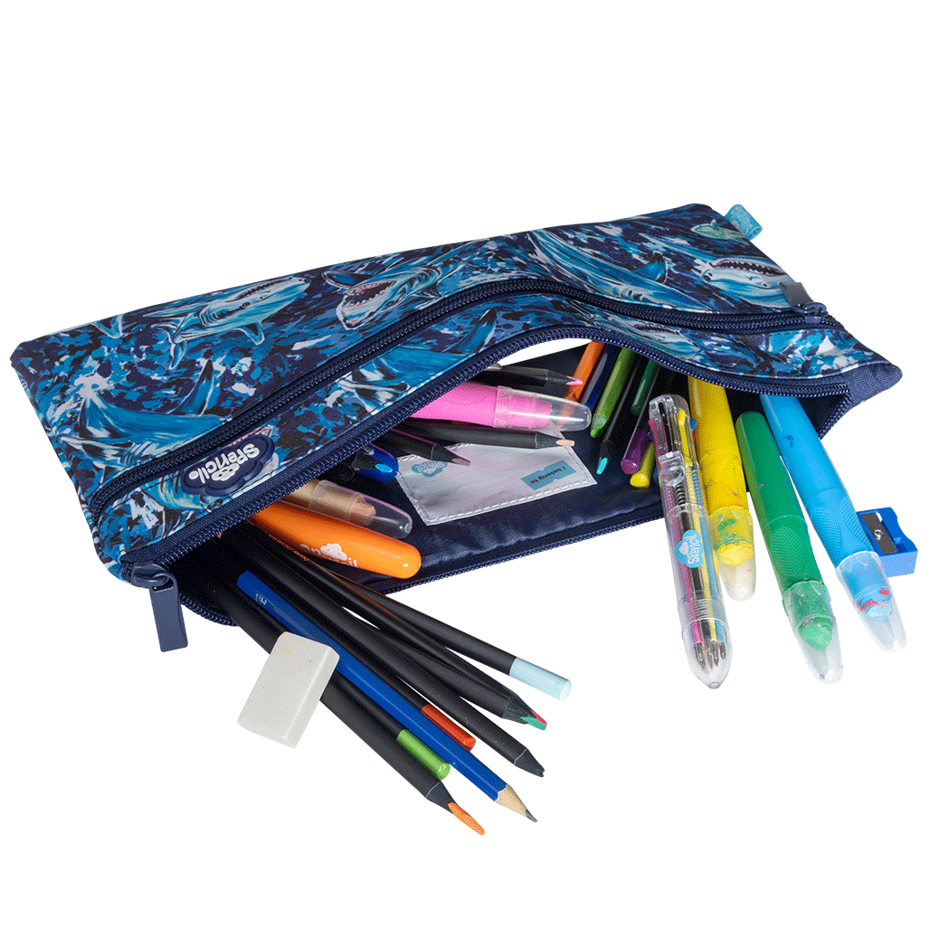 Twin Zip Pencil Case - Fin Frenzy