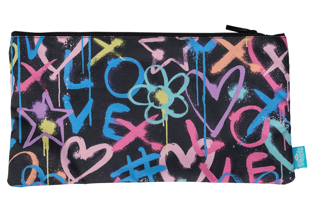 Twin Zip Pencil Case - Hearts & Crosses
