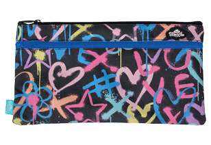 Twin Zip Pencil Case - Hearts & Crosses