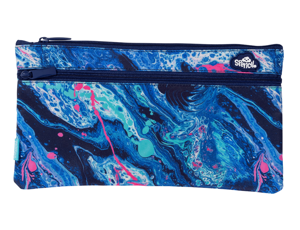 Twin Zip Pencil Case - Liquid Marble