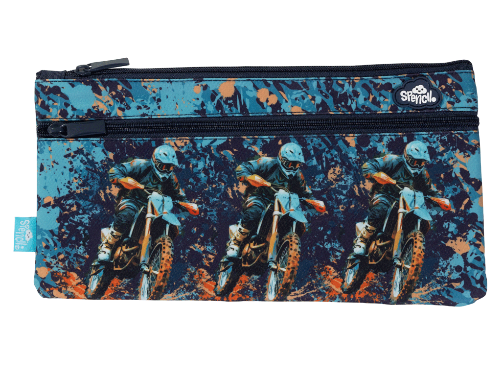 Twin Zip Pencil Case - Moto Camo Trax
