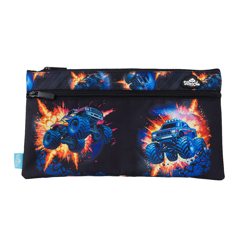 Twin Zip Pencil Case - Monster Blaze