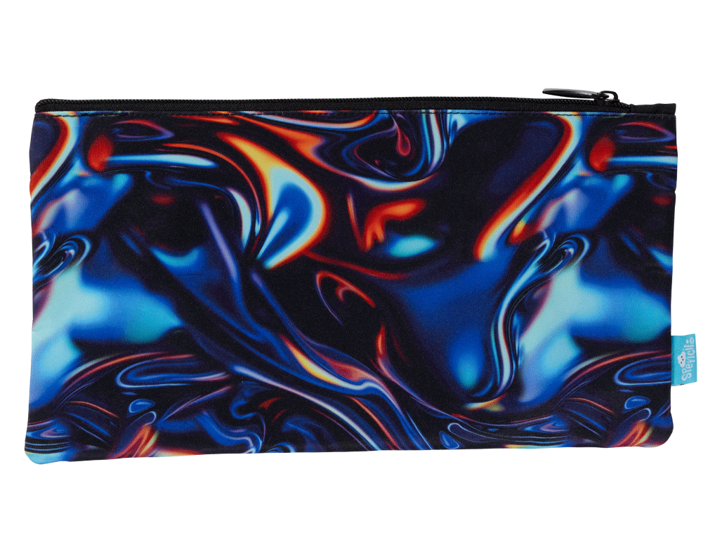 Twin Zip Pencil Case - Metallic Waves